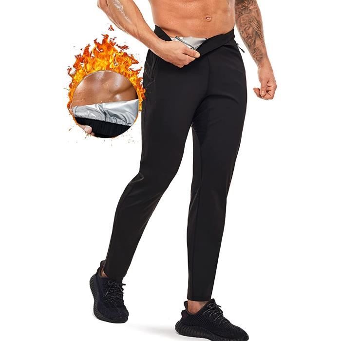 Pantalon De Sudation Homme Sauna Amincissant Minceur Pantalon Sudation Sport Fitness Legging Homme (Noir, XS