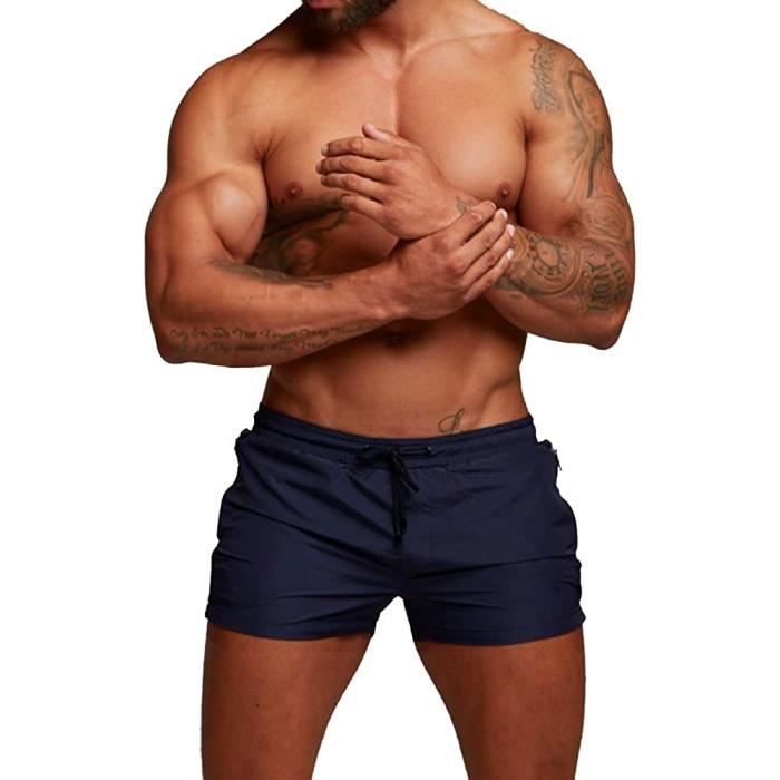 Short de Bain Homme Sechage Rapide Maillot de Bain Homme Short de Plage Pantalon Court avec Doublure en Maille et Poches Zippees Bleu Cdiscount Pret a Porter