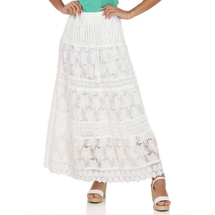 Jupe blanche en crochet et dentelle