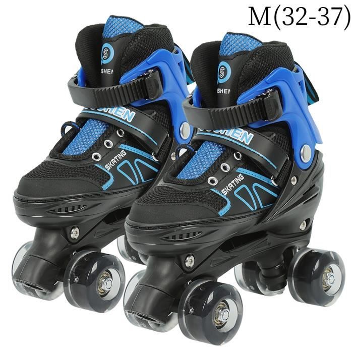 ERROLVES Patins roulettes Gar on Enfant Reglable Bleu M 32 37
