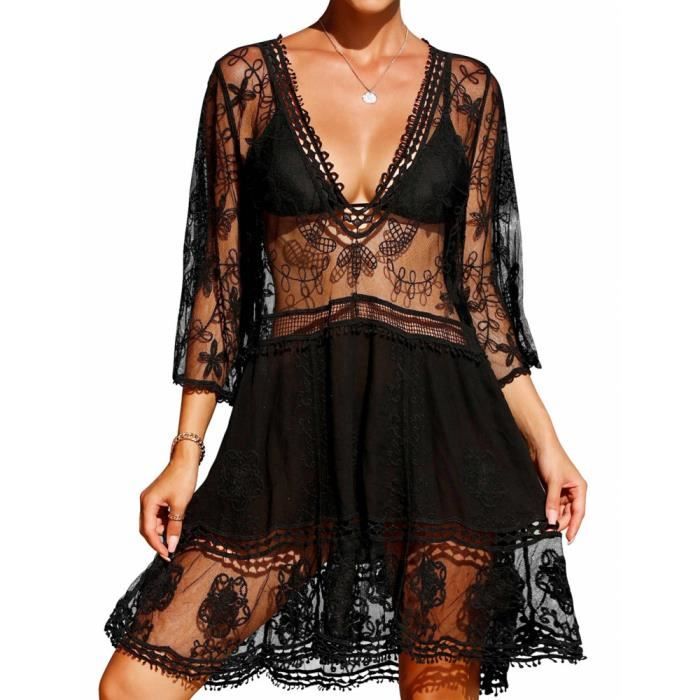 Pareo dentelle noir top