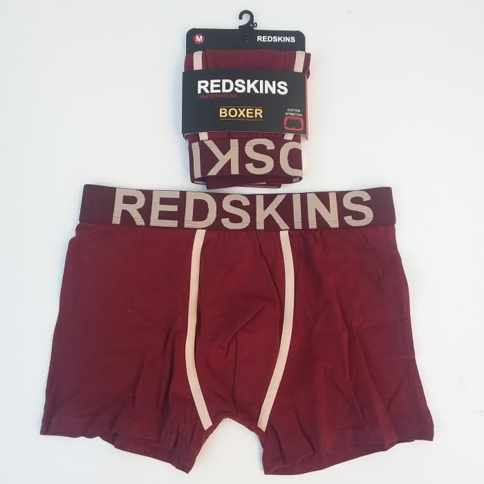 Caleçon Boxer Hommes REDSKINS Bordeaux Beige Confortable
