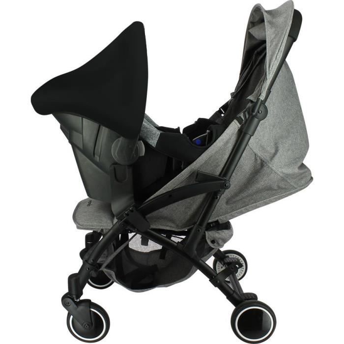 NANIA Poussette Giulia - Nacelle + Siège auto BEONE 0+ - Sac à langer +  Habillage pluie - Dès la naissance - Jusqu'à 15kg - Gris