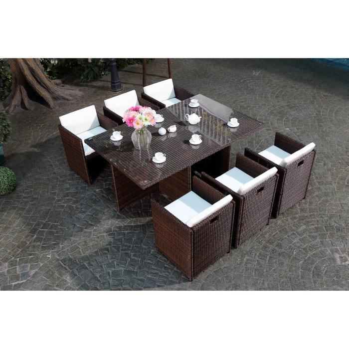 Le Vito Salon Jardin Chocolat Encastrable En Resine 6 Personnes