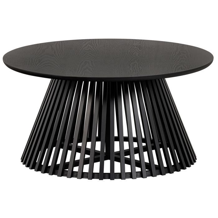 Table basse simple en bois de pin coloris noir Diamètre 80 x Hauteur