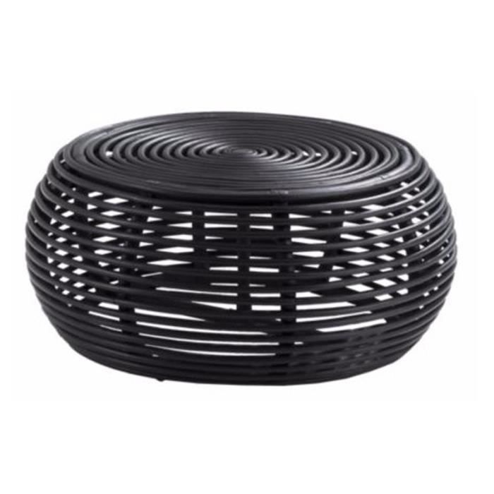Rotin Table Basse Style Contemporain En Rotin Laque Noir L 65