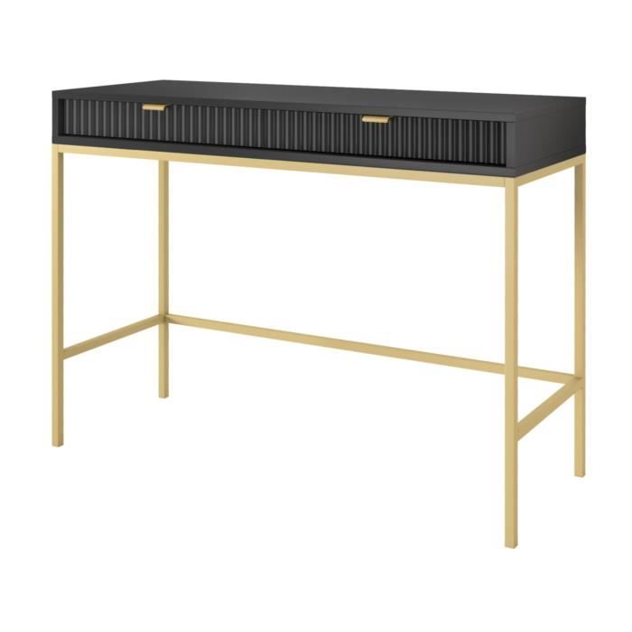 table console - console extensible - coiffeuse - vellore- noir avec pieds dorés