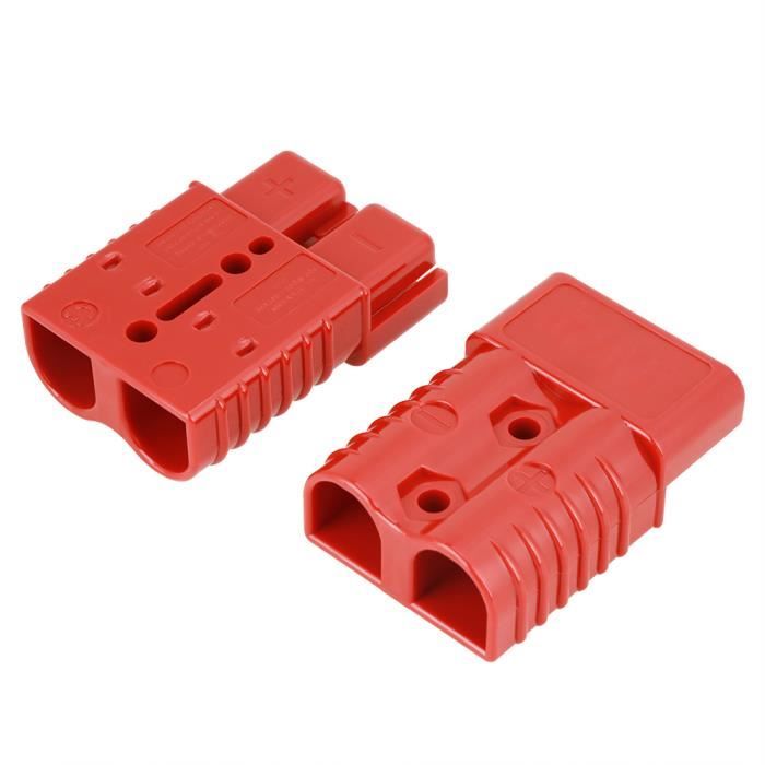 LEZED Connecteur Batterie Rapide 50A 600V (2 Ensembles) - Prise Connexion Voiture Van Moto Rouge