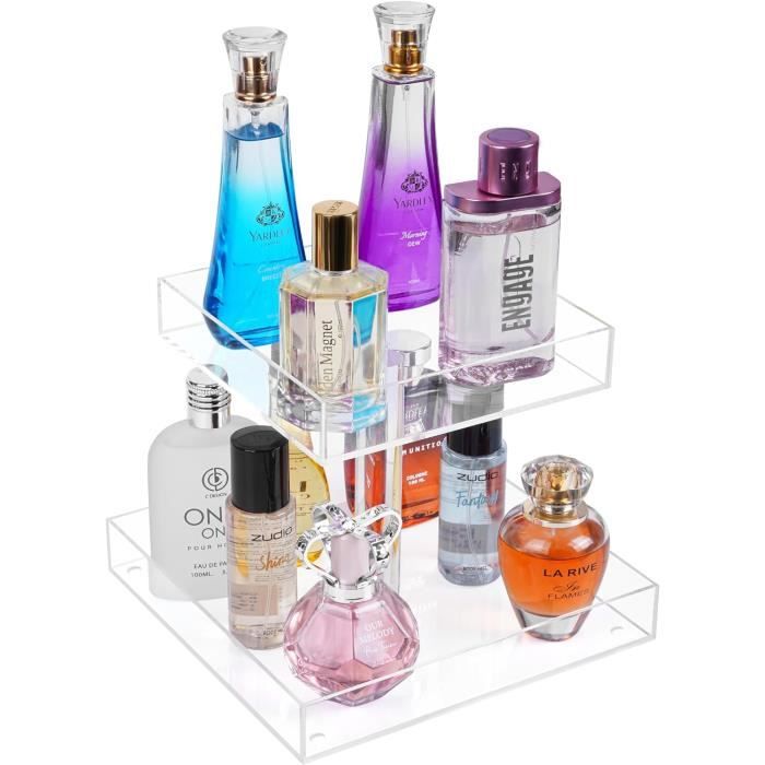 Présentoir à Étagères Acrylique Transparent QWORK - 4 Niveaux, Pour Parfums, Cosmétiques, Objets De Collection - 4