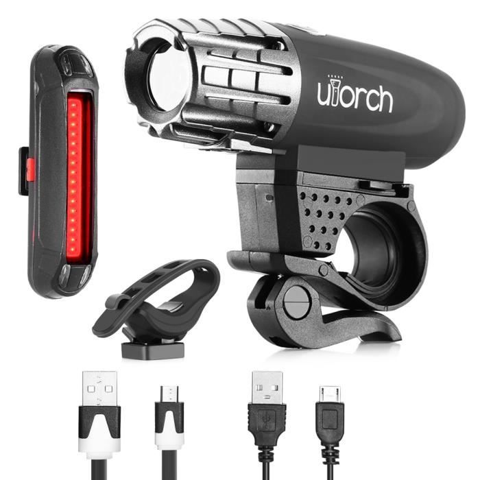 Kit D'éclairage Vélo Rechargeable USB - Phare Et Feu Arrière LED, Modes Réglables, étanche IPX4 - 4