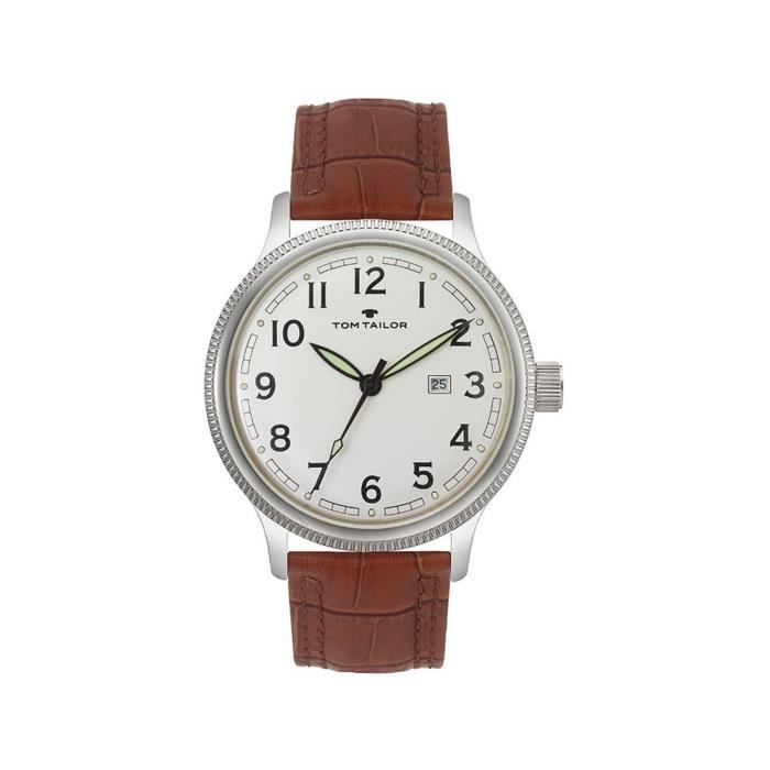 Tom Tailor - 5415203 - Montre Homme - Quartz - Analogique - Bracelet cuir  Marron - Cdiscount Bijouterie