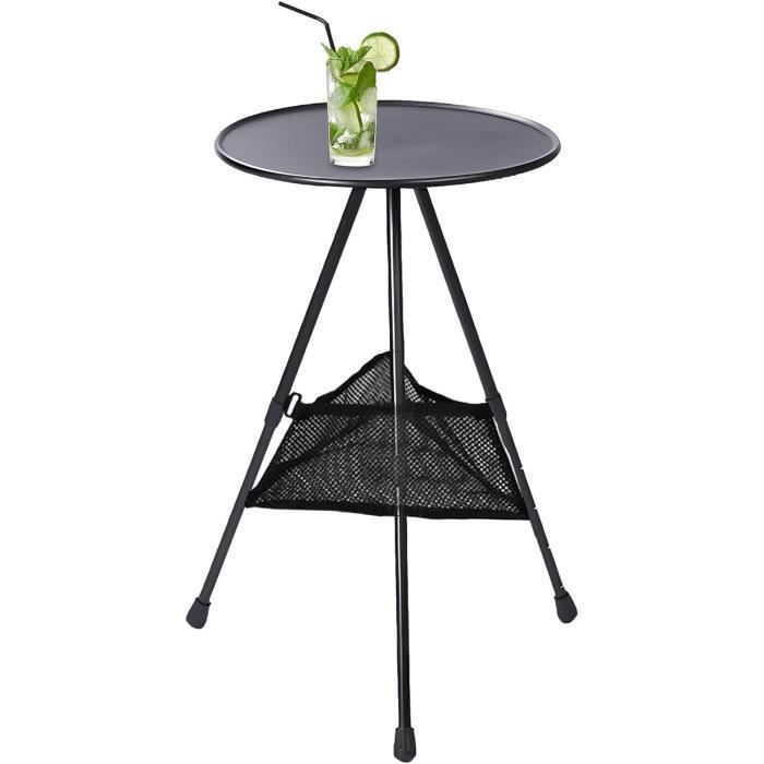 Table De Camping Pliable Ronde – Légère 1 Kg, Support Triangulaire, Porte-Lampe Intégré Pour Pique-nique Et Randonnée