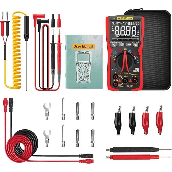 Multimètre Numérique ANENG 20000 Points - Mesure AC/DC, Capacité, Fréquence, NCV - Pour Auto, Maison - 4