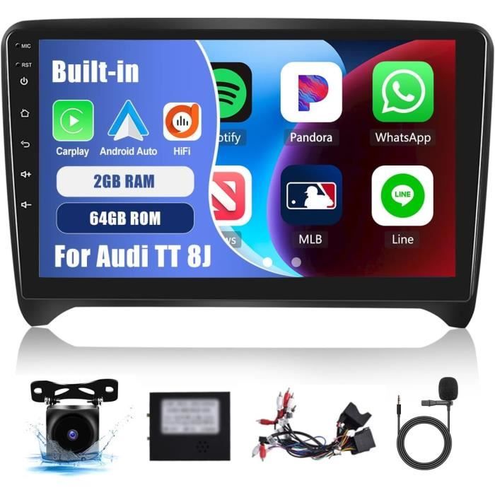 SIXWIN Autoradio Android 15 Per Audi TT 8J MK2 (2008-2014) – 9'' HD Touch, CarPlay/Android Auto WiFi, 4+64GB, Bluetooth 5.0, FM/RDS, 32EQ E Telecamera Inclusa