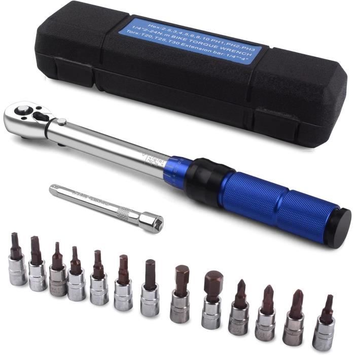Clé Dynamométrique 1-4, 5-25 Nm Clé Dynamométrique Vélo, 37 Pièces Kit