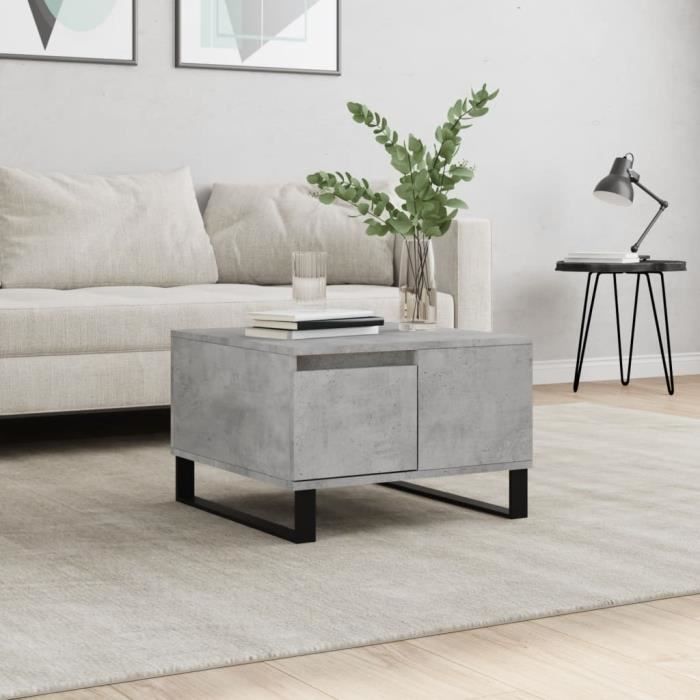 Table Basse Relaxdays Effet Béton – Gris Clair, 90x55x45 Cm, MDF Léger