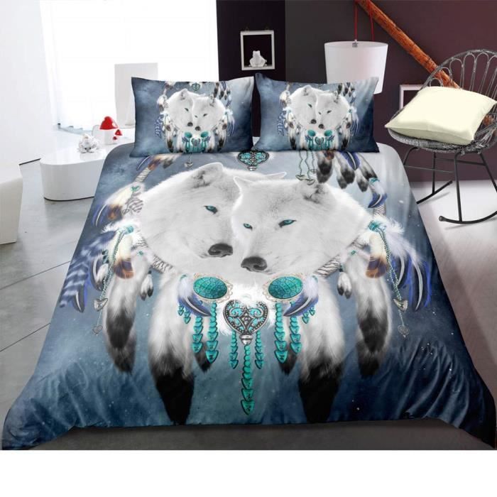 1 2 Personnes Fille Garcon Loup Parures De Lit Avec Taie D Oreill Housse De Couette Avec Fermeture Eclair Couple Loup 200x200cm Achat Vente Housse De Couette Seule Soldes Sur Cdiscount