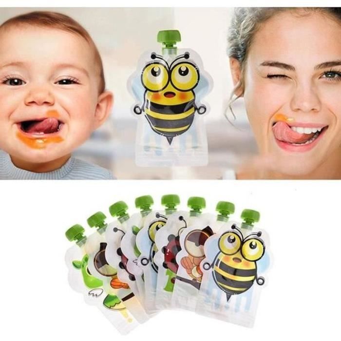 RY11730Gourde Compote Reutilisable 150ML, Lot De 8 Gourdes