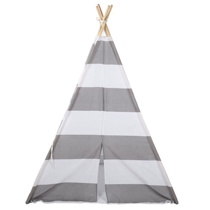 Wilwolfer Tipi Enfant 100% Coton - Tente Jeu Intérieure Extérieure Portable - Maison De Jeu Garçons Filles (Blanc)