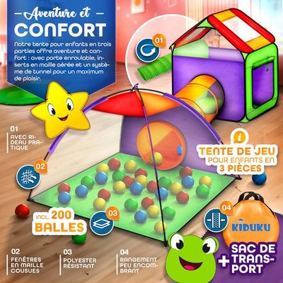5 en 1 Pop Up Tente Tunnel Enfant, STLOVe Maison de Jeu pour Enfants