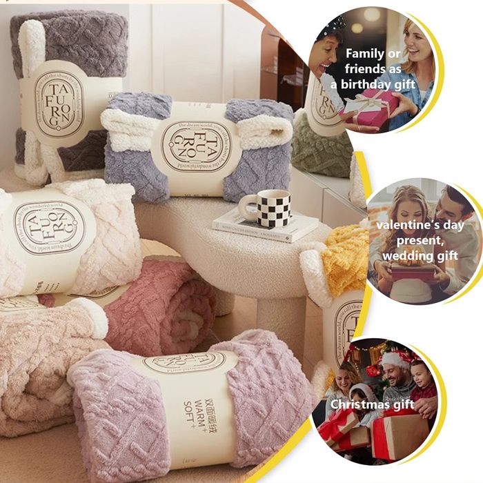 Couverture Polaire Sherpa Douce 127x152 Cm - Rose, Pour Canapé, Sofa, Chaise, Maison