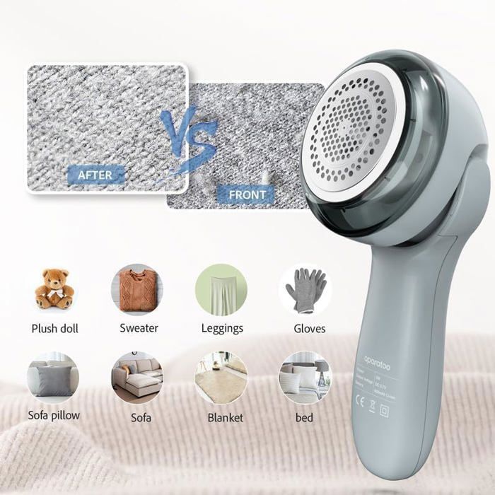 Rasoir Anti-Bouloche Rechargeable USB - Nettoyeur De Peluches Puissant Avec 3 Lames (1x3 + 2x6 Feuilles) - Idéal Vêtements, Canapés, Pulls Et Rideaux