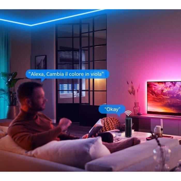 20M Ruban LED Smart WiFi Bande LED RGB Multicolore App Contrôle, Bande  Lumineuse Compatible avec Alexa et Google home - Cdiscount Maison