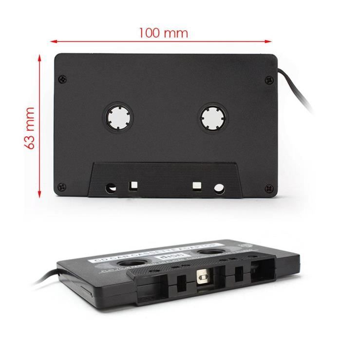 Tenlacum Adaptateur cassette audio de voiture avec câble auxiliaire jack  3,5 mm pour téléphone MP3/4 Blanc