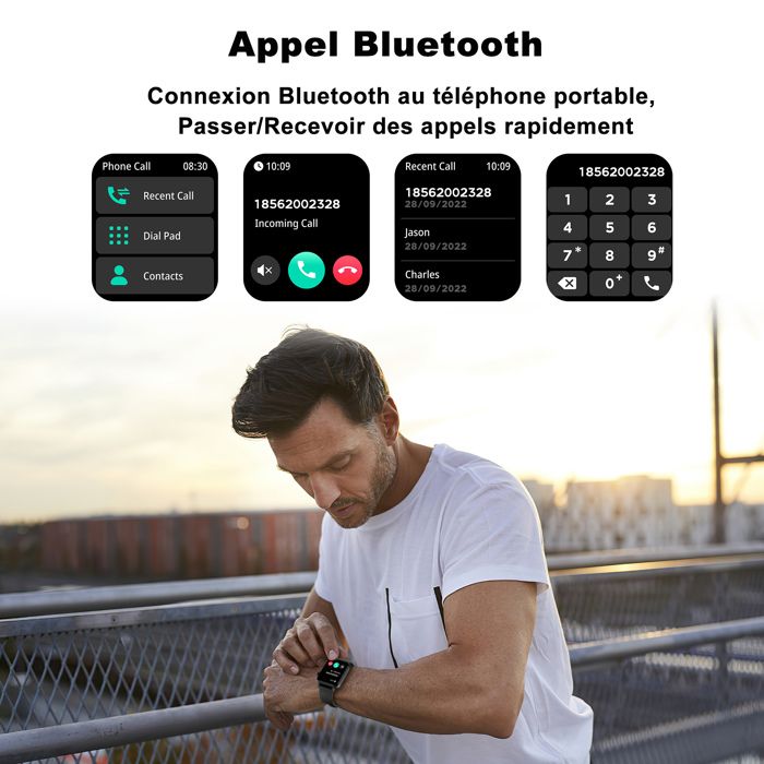 Montre Connectée Homme Femmes Enfant Montre sport Etanche IP68 pour iPhone  Samsung Huawei Android iOS-Rose