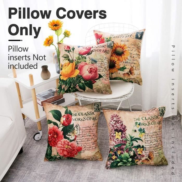 Housses De Coussin 45x45cm Motif Lapin Carotte - Lot De 4 Pièces