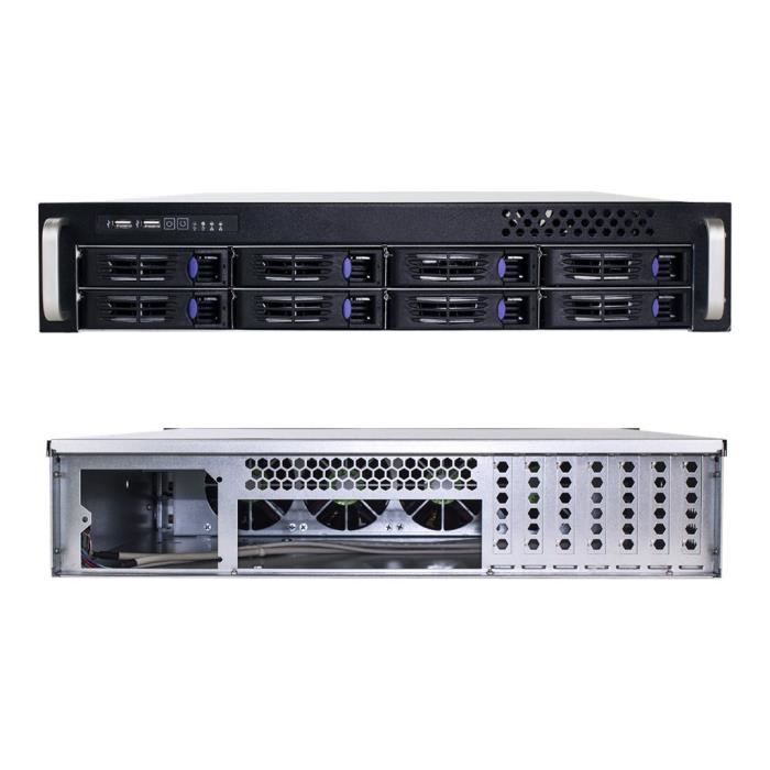 Rack-montable 2U - FANTEC - SRC-2080X07 - Aluminium anodisé noir - SATA ...