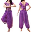 dPois Adulte Femme Costume de Danse du Ventre Paillettes Haut avec Pantalon Harem Danse Orientale Indienne Latine Danse M-XL -2
