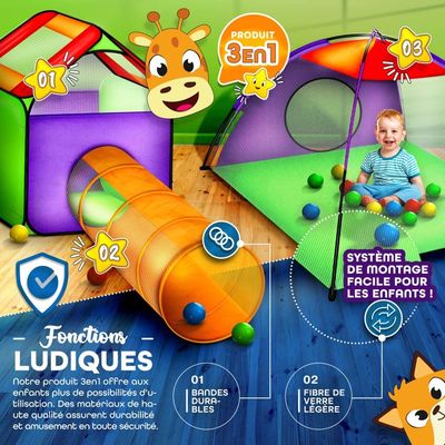 Tente de jeu pour enfants - KIDUKU - Bleu - 100 balles - étui de transport - Jeux - Jouets Tente de jeu pour enfants - KIDUKU - Bleu - 100 balles - étui de transport - Jeux - Jouets