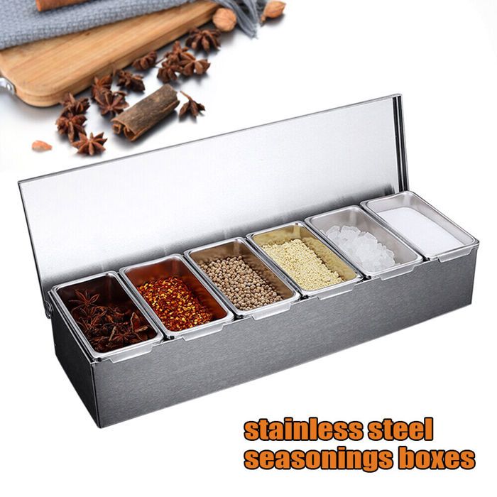 Boîte 4 Compartiments Amovibles Boîte à Condiments Piazza 4 Récipients - Acier Inox 30x14x9cm - Professionnel Rangement épices Professionnel Cuisine Boîte 4 Compartiments Amovibles Boîte à Condiments Piazza 4 Récipients - Acier Inox 30x14x9cm - Professionnel Rangement épices Professionnel Cuisine