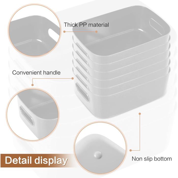 johgee Lot de 6 boîtes de rangement en plastique avec couvercle - Avec poignées - Pour cuisine, chambre à coucher, armoire, salle de bain - Gris johgee Lot de 6 boîtes de rangement en plastique avec couvercle - Avec poignées - Pour cuisine, chambre à coucher, armoire, salle de bain - Gris