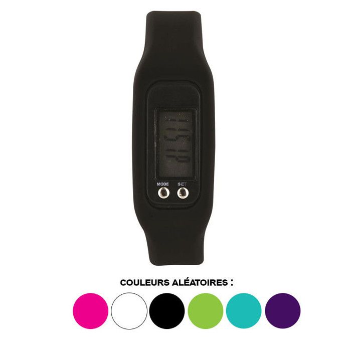 Montre Sport Multifonction - Podomètre, Distance, Calories, Heure, Pile Incluse, Noire