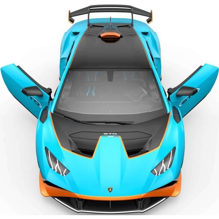JAMARA Lamborghini Huracán STO 1:14 2,4 GHz – sous Licence Officielle, env. 1 Heure de Temps de Conduite, env. 11 km/h, détails Parfaitement recréés, intérieur détaillé, lumière LED, 402100, Bleu