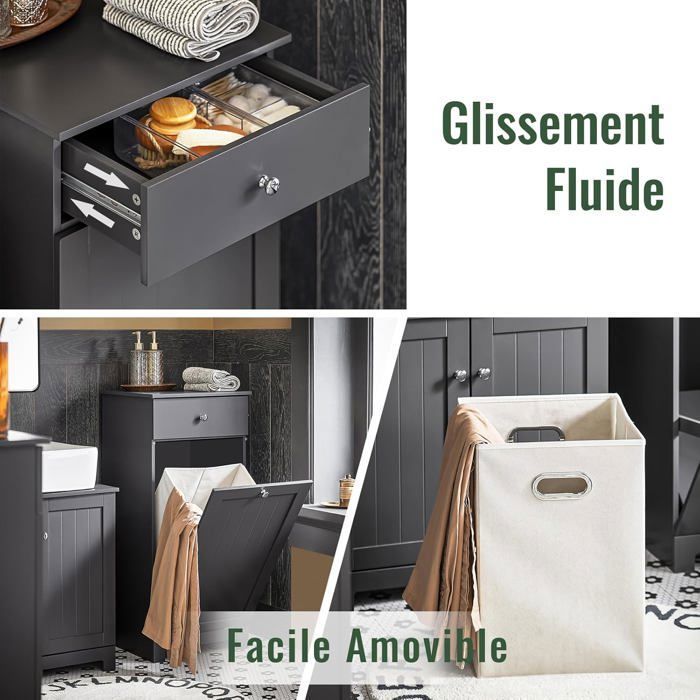 SoBuy Meuble Bas de Salle de Bain Armoire Toilette avec 1 Tiroir et 1