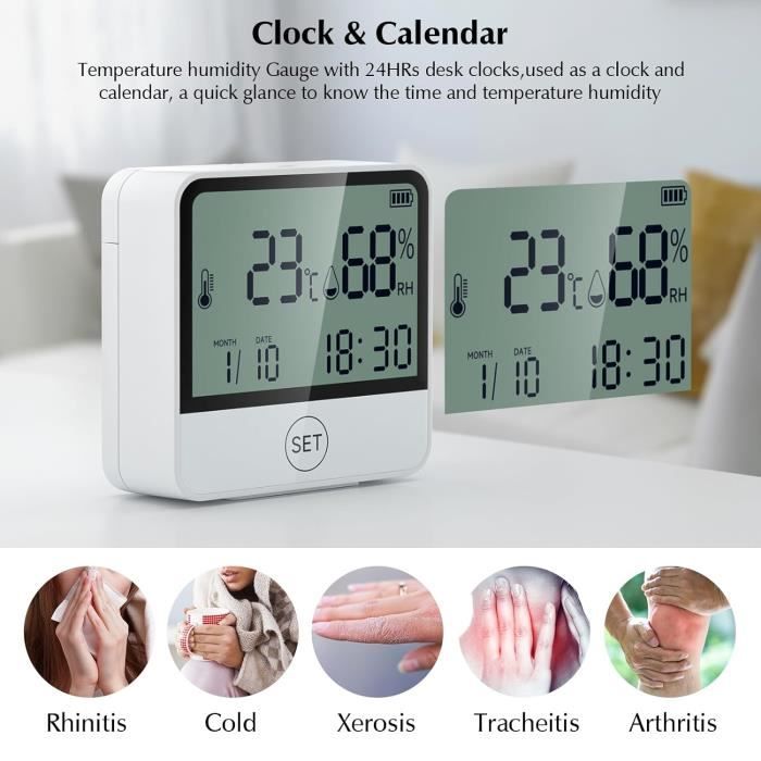 EMylo Thermomètre Hygromètre WiFi Intelligent - App Smart Life, Alertes Température/Humidité | Pour Chambre Bébé, Maison