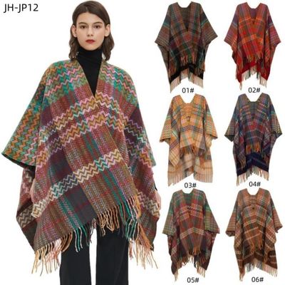 Poncho Femme INSFITY Avec Franges en Tricot Châle Elégant