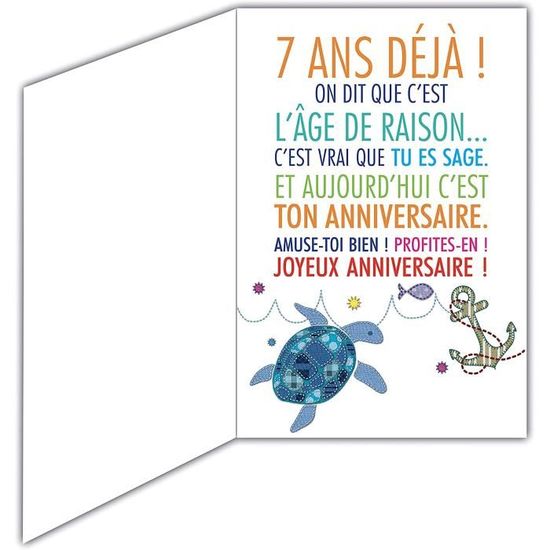 6907 Carte Joyeux Anniversaire 7 Ans Enfant Garcon Fille Motif Mer Poissons Tortue Hippocampe 2 Cdiscount Beaux Arts Et Loisirs Creatifs