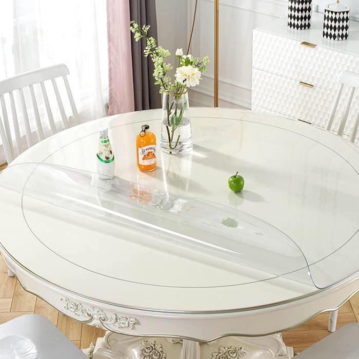 Nappe Ronde de Table Transparente en PVC Imperméable,1.5mm Epais Cristal  Anti-Tache Protège Bois Marbre Verre pour Cuisine Res[623] - Cdiscount  Maison