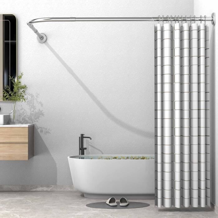 Tringle à Rideau De Douche Télescopique Sans Perçage 0,4 à 5 M - Gris - Pour Salle De Bain, Placard, Salon