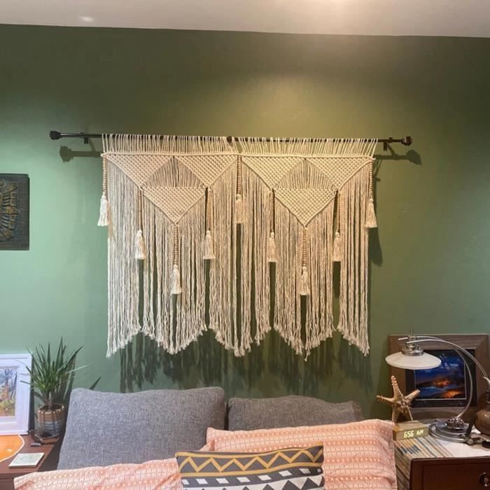 Tenture Murale Macramé Tissée Grand Format (3' X 66") - Occasion - Style Bohème
