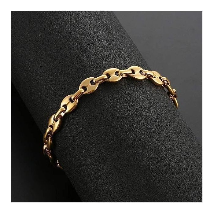 Chaine Maille Grain de Café Homme Collier et Bracelet en Acier