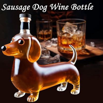 Hound Whisky Decanter - Carafe Whisky En Verre Forme Chien Gravée 3D - Bouteille Décorative