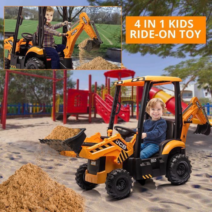 Tracteur Jouet Jaune Tractopelle à Pédales Enfant 3-6 Ans HOMCOM