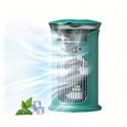 Mini climatiseur 880ml, USB 3 vit., brumisation LED, silencieux, bureau/chambre/maison/voyage. Corvina