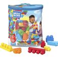 Mega Bloks Sac bleu, jeu de blocs de construction, 80 pieces, jouet pour bebe et enfant de 1 a 5 ans, DCH63-0