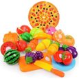 Set de 24pcs d’aliments en jouets ,jouet de cuisine pour enfants Maison Jouet Set Pizza fruit légume-0